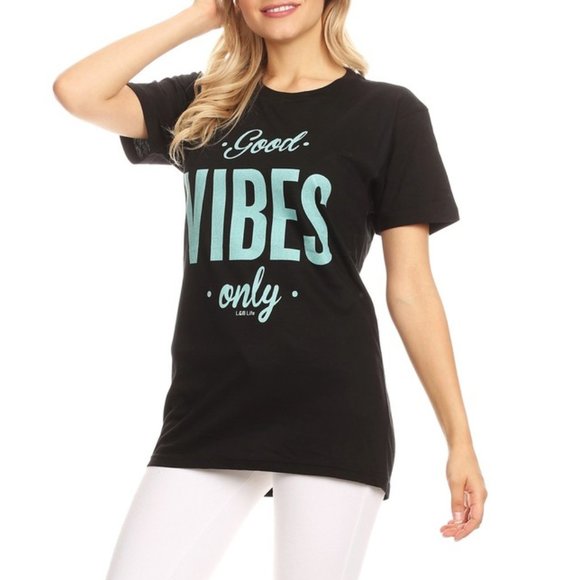 Good Vibes Only 100% Cotton Graphic Tee T Shirt - Picture 3 of 6